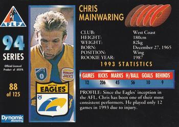 1994 Dynamic AFLPA #88 Chris Mainwaring Back